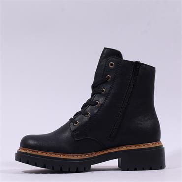 Rieker Laced Biker Boot - Black
